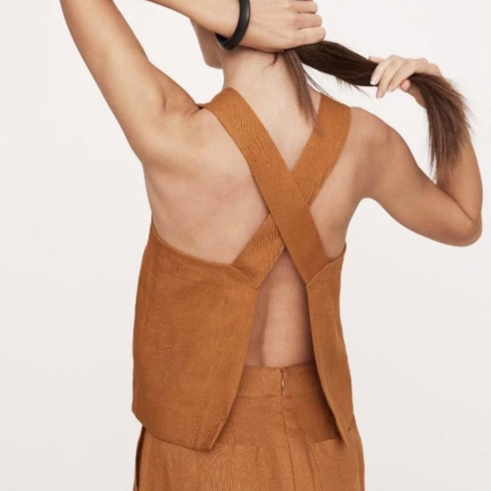 Banana Republic Rust Brown Cross-Back Linen Tank
